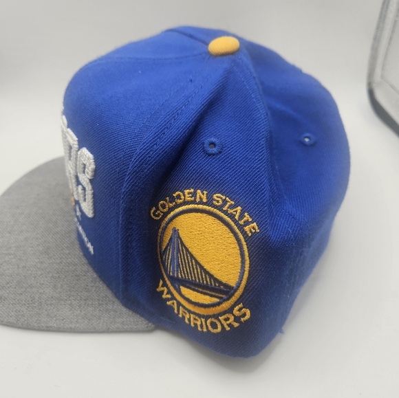 Adidas NBA Golden State Warriors Blue & Gold Embroidered Mens Snapback Hat Curry - Picture 2 of 5